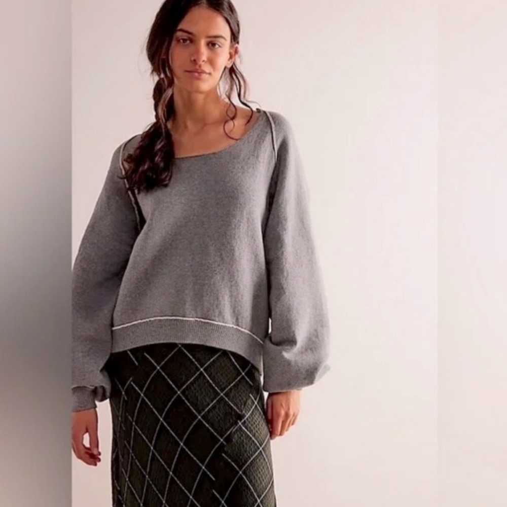 EUC Free People We The Free Midnight Pullover, size S Heather Gray